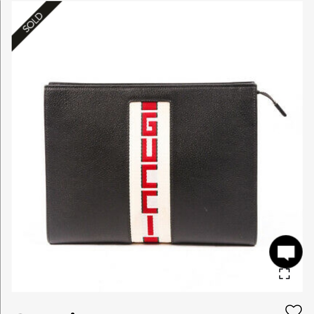 New 💕Gucci logo striped black pouch - Picture 2 of 8